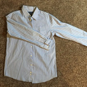 Boy's XL/Men's S Light Blue Striped Dress Shirt